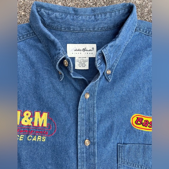 VTG Eddie Bauer Denim Racing Shirt - Picture 5 of 6